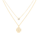 Carica l'immagine nella Galleria, Collana doppia quadrifoglio e punto luce