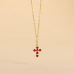 Carica l'immagine nella Galleria, Collana Con Croce Piccola Castone Tondo