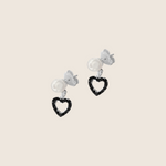 Carica l'immagine nella Galleria, Orecchini Lobo con Perla e Cuore Pendente Strass