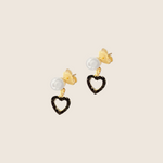 Carica l'immagine nella Galleria, Orecchini Lobo con Perla e Cuore Pendente Strass