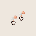 Carica l'immagine nella Galleria, Orecchini Lobo con Perla e Cuore Pendente Strass