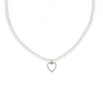 Carica l'immagine nella Galleria, Collana Di Perle Con Pendente a Cuore e Strass