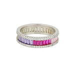 Carica l'immagine nella Galleria, Anello Veretta Pietre Arcobaleno