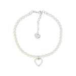 Carica l'immagine nella Galleria, Bracciale Di Perle Con Pendente a Cuore e Strass
