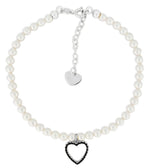 Carica l'immagine nella Galleria, Bracciale Di Perle Con Pendente a Cuore e Strass