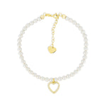 Carica l'immagine nella Galleria, Bracciale Di Perle Con Pendente a Cuore e Strass