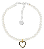 Carica l'immagine nella Galleria, Bracciale Di Perle Con Pendente a Cuore e Strass