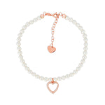 Carica l'immagine nella Galleria, Bracciale Di Perle Con Pendente a Cuore e Strass