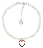 Carica l'immagine nella Galleria, Bracciale Di Perle Con Pendente a Cuore e Strass