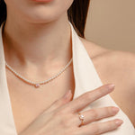 Carica l'immagine nella Galleria, Collana Di Perle Con Quadrato Zirconato