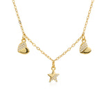 Carica l'immagine nella Galleria, Collana con Tris di Pendenti Cuore e Stella