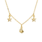 Carica l'immagine nella Galleria, Collana con Tris di Pendenti Cuore e Stella