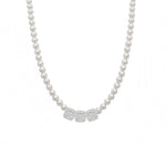 Carica l'immagine nella Galleria, Collana Di Perle Con Tre Quadrati Zirconati