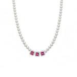 Carica l'immagine nella Galleria, Collana Di Perle Con Tre Quadrati Zirconati