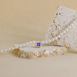 Carica l'immagine nella Galleria, Collana Di Perle Con Quadrato Zirconato