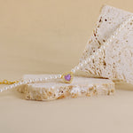 Carica l'immagine nella Galleria, Collana Di Perle Con Cuore Zirconato