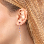 Carica l'immagine nella Galleria, Orecchini 2 in 1 con Filo e Punto Luce