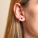 Carica l'immagine nella Galleria, Orecchino Filo Con Punto Luce Colorato