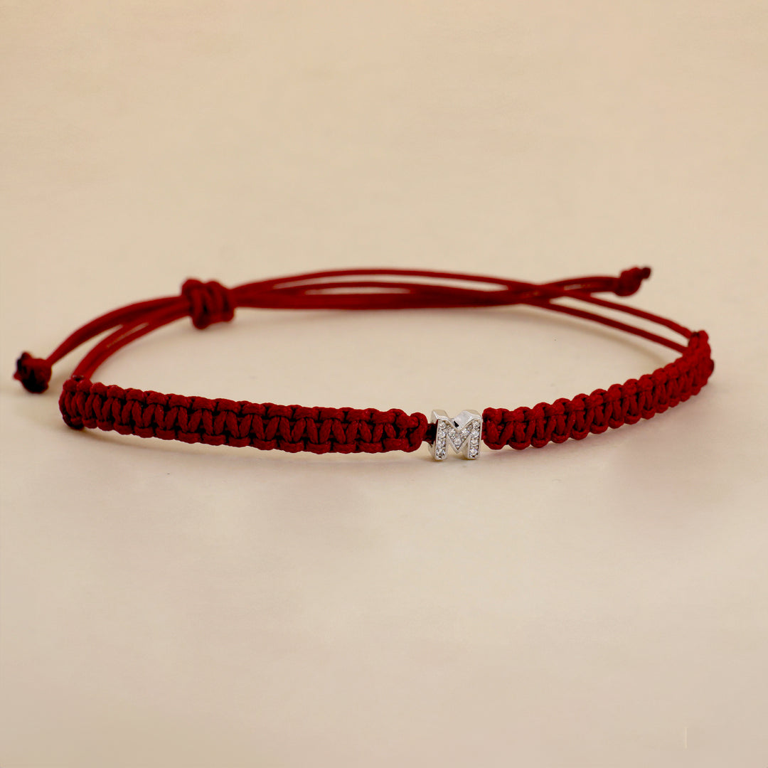 Bracciale Cordino Intrecciato Con Iniziale Strass