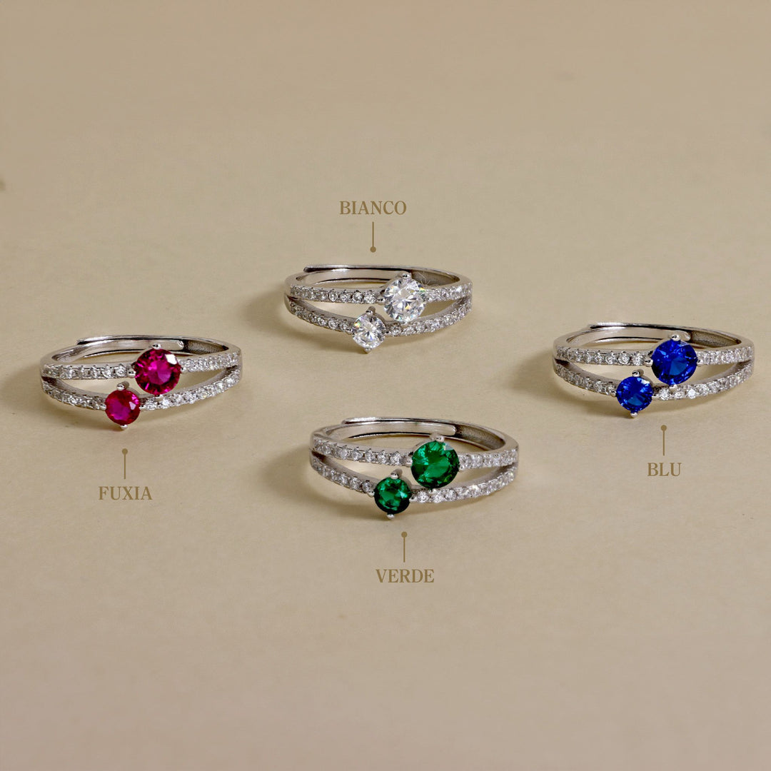 Anello Doppia Fascia Con Pietre