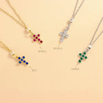 Carica l'immagine nella Galleria, Collana Con Croce Piccola Castone Tondo