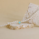 Carica l'immagine nella Galleria, Collana Di Perle Con Quadrato Zirconato