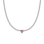 Carica l'immagine nella Galleria, Girocollo Tennis Con Pietra A Cuore