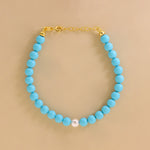 Carica l'immagine nella Galleria, Bracciale Di Perle Turchese Con Perla Colorata