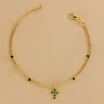 Carica l'immagine nella Galleria, Bracciale Doppio Filo con Sfere Colorate e Croce