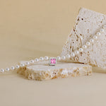 Carica l'immagine nella Galleria, Collana Di Perle Con Quadrato Zirconato