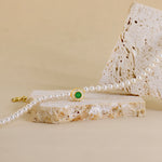 Carica l'immagine nella Galleria, Collana Di Perle Con Pietra A Cerchio