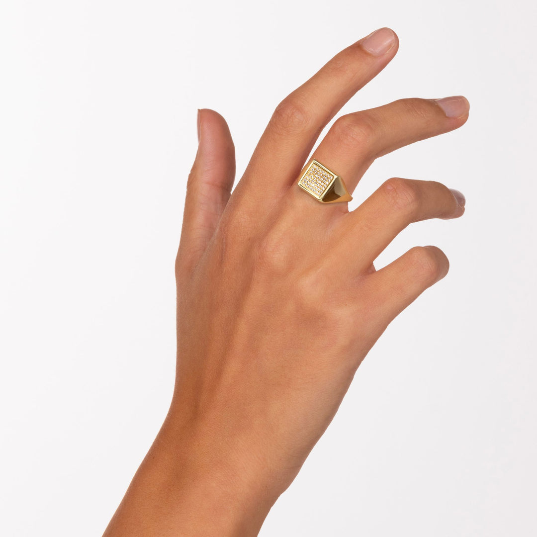 Anello Chevalier Pavè Square