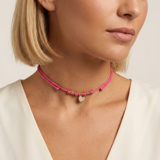 Choker Cordino con Cuore e Zirconi
