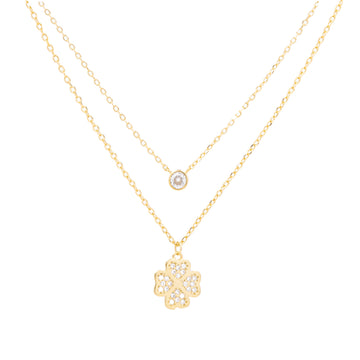 Collana doppia quadrifoglio e punto luce