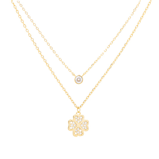 Collana doppia quadrifoglio e punto luce