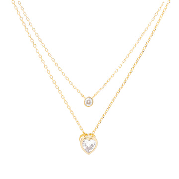 Collana doppia cuore e punto luce