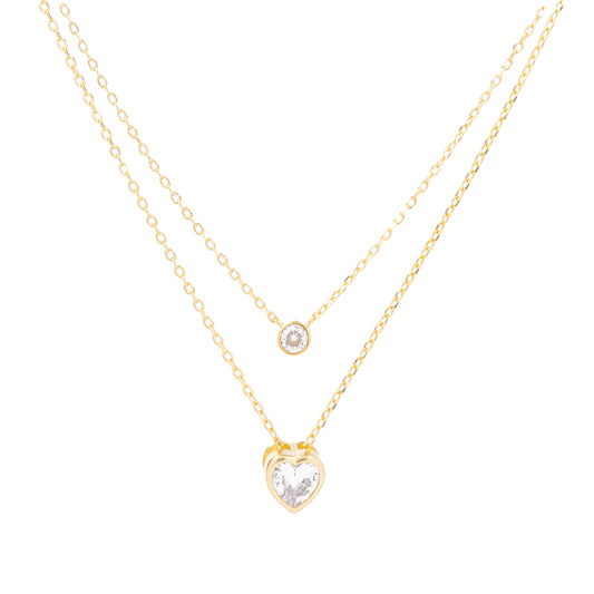 Collana doppia cuore e punto luce