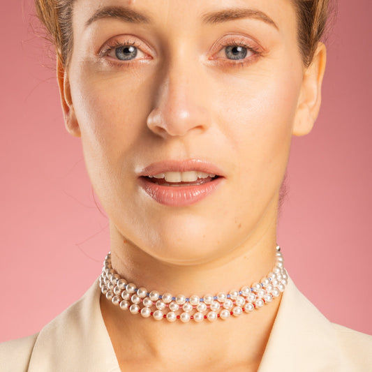 Collana con Perle e Cristalli Colorati