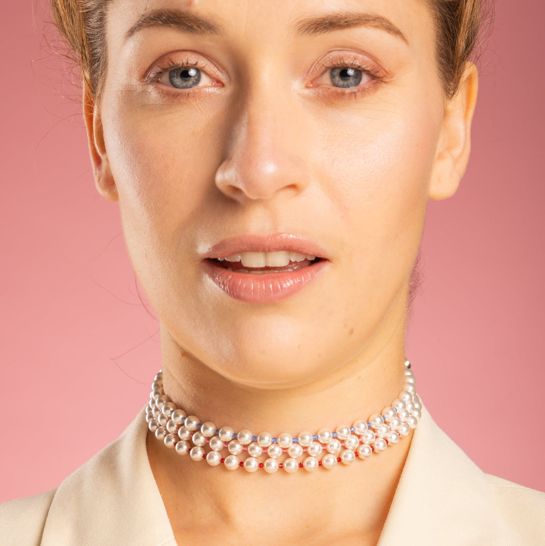 Collana con Perle e Cristalli Colorati