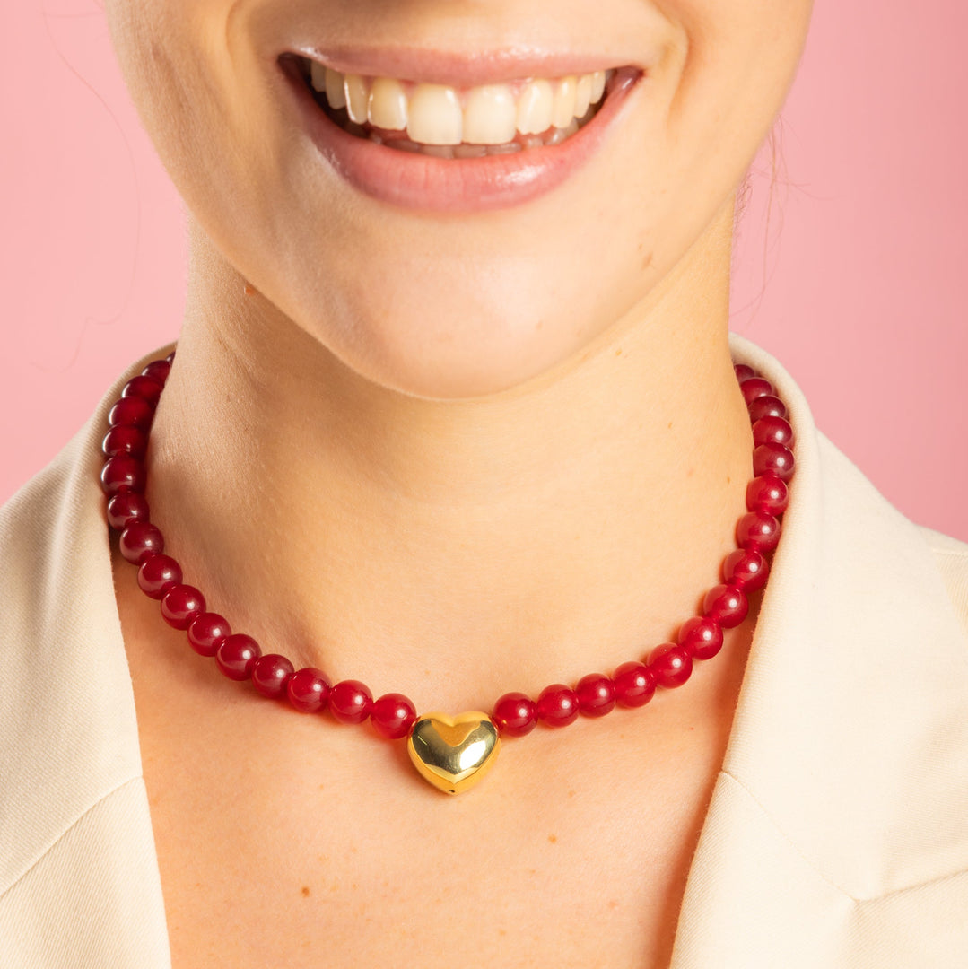 Choker con Perle 8mm e Cuore