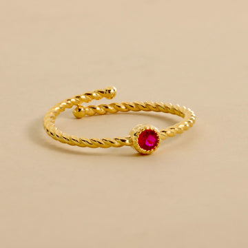 Anello Spirale Con Pietra Tonda