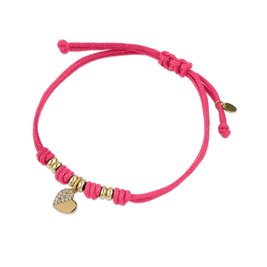 Bracciale Cordino con Cuore e Zirconi