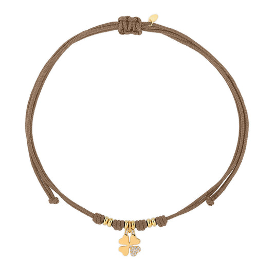 Choker Cordino con Quadrifoglio e Zirconi