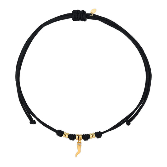 Choker Cordino con Corno e Zirconi