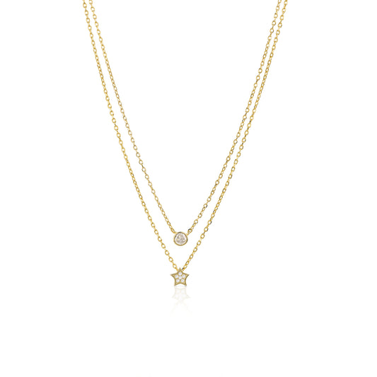 Collana doppia con stella e punto luce
