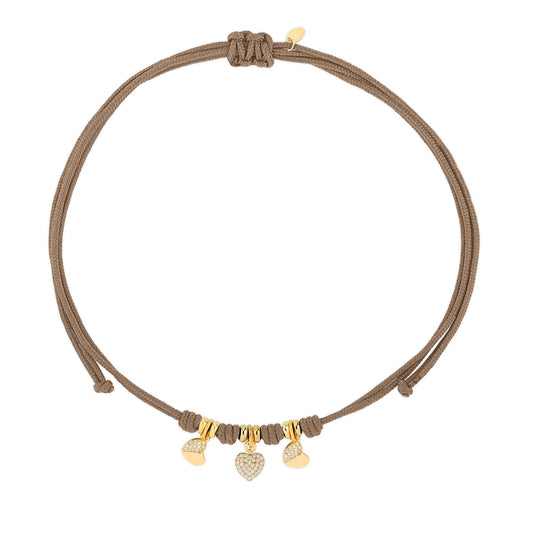 Choker Cordino con Tris di Cuori Zirconati