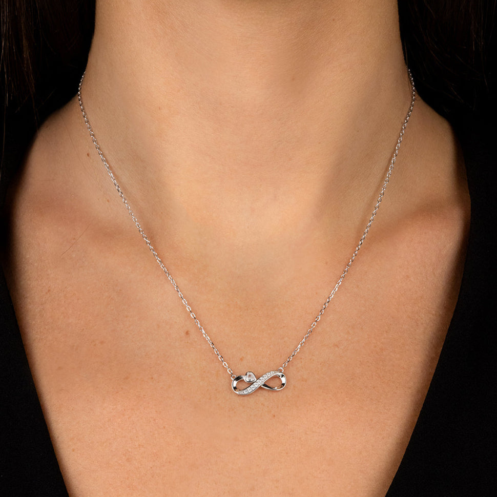 Collana con infinito e cuore zircone