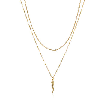 Collana Doppia Con Corno