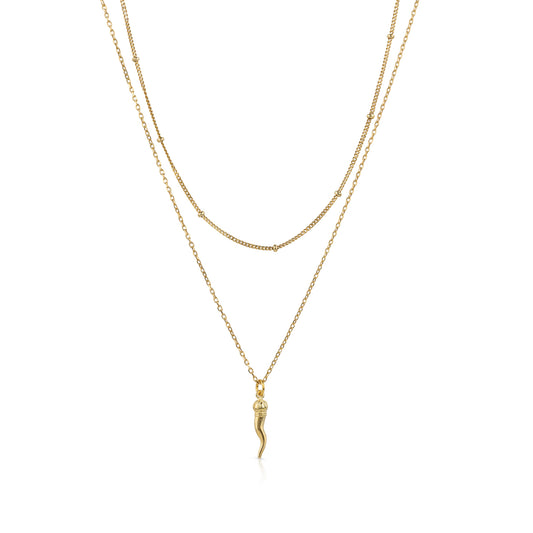 Collana Doppia Con Corno
