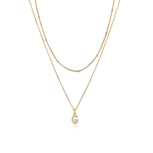 Collana Doppia iniziale strass